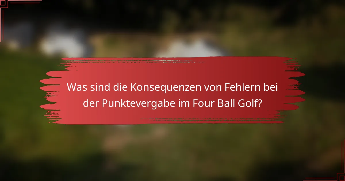 Was sind die Konsequenzen von Fehlern bei der Punktevergabe im Four Ball Golf?