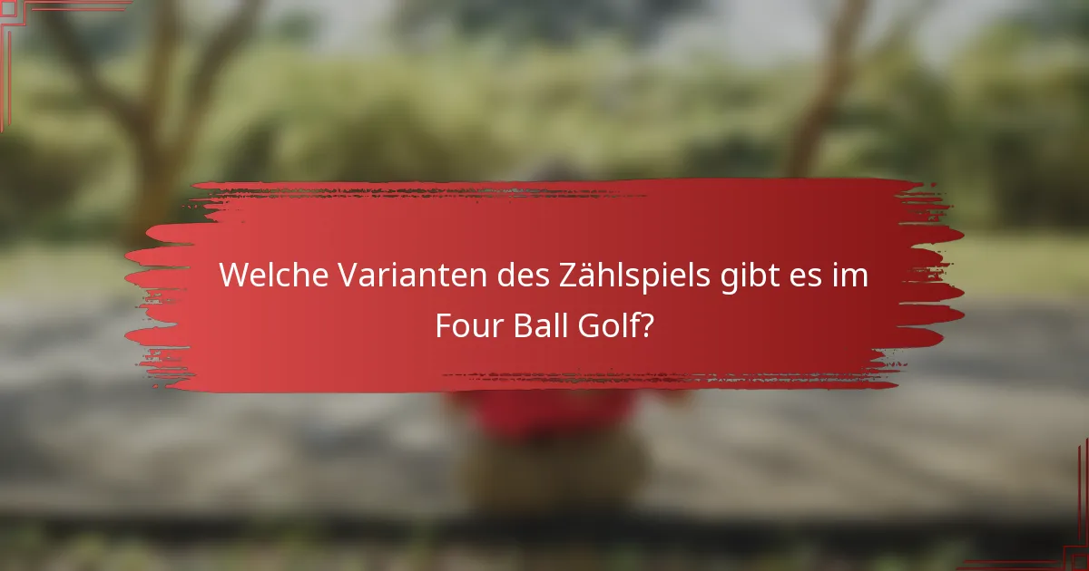 Welche Varianten des Zählspiels gibt es im Four Ball Golf?
