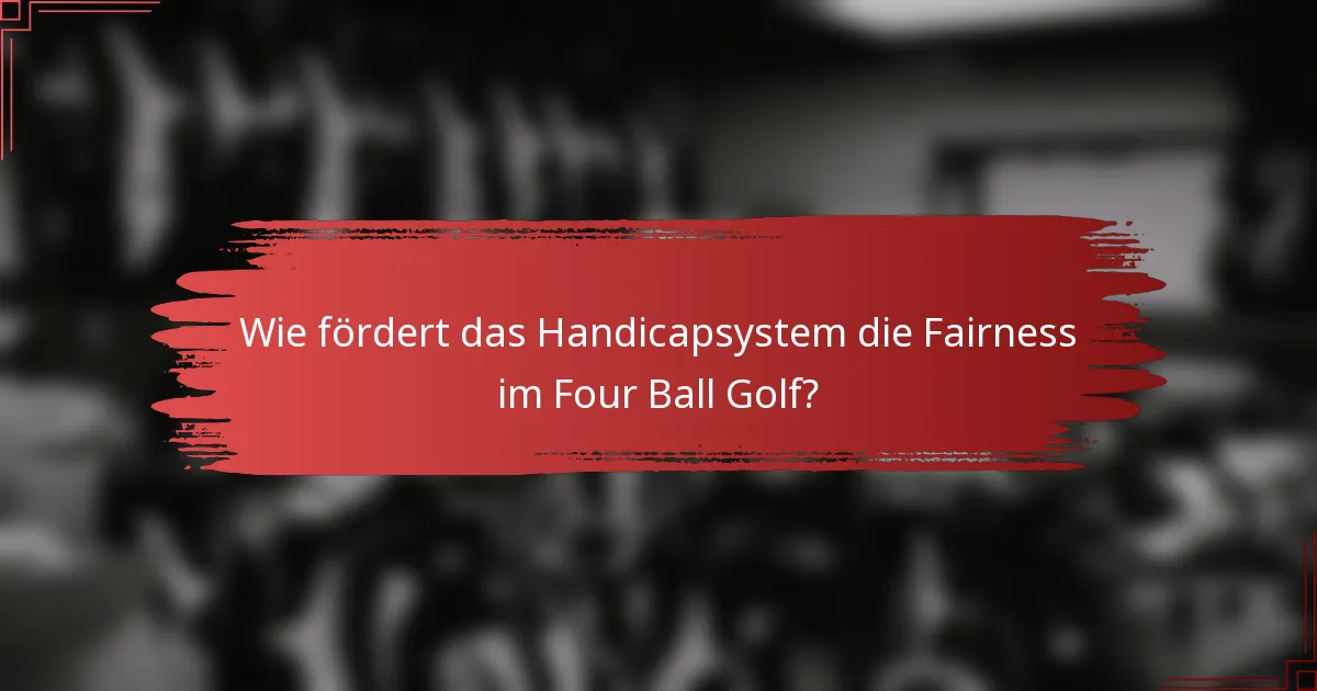 Wie fördert das Handicapsystem die Fairness im Four Ball Golf?