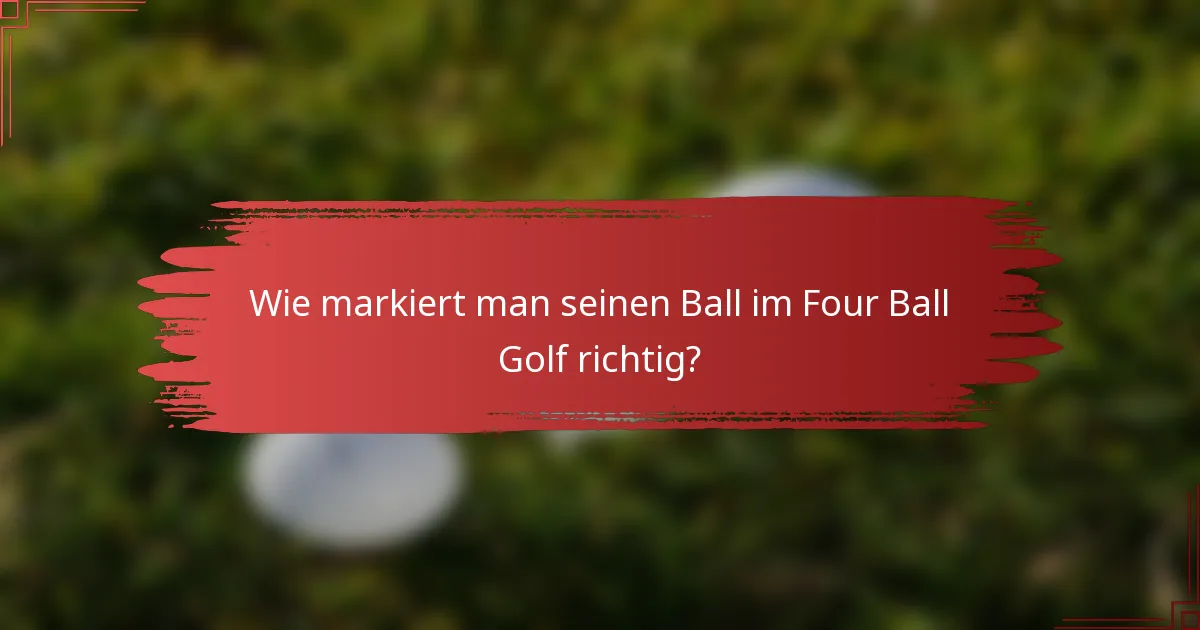 Wie markiert man seinen Ball im Four Ball Golf richtig?